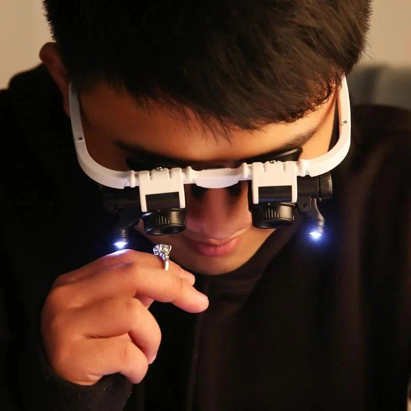 LED magnifying glasses for hobbyists & crafters, featuring 8x, 15x, 23x adjustable precision lenses.