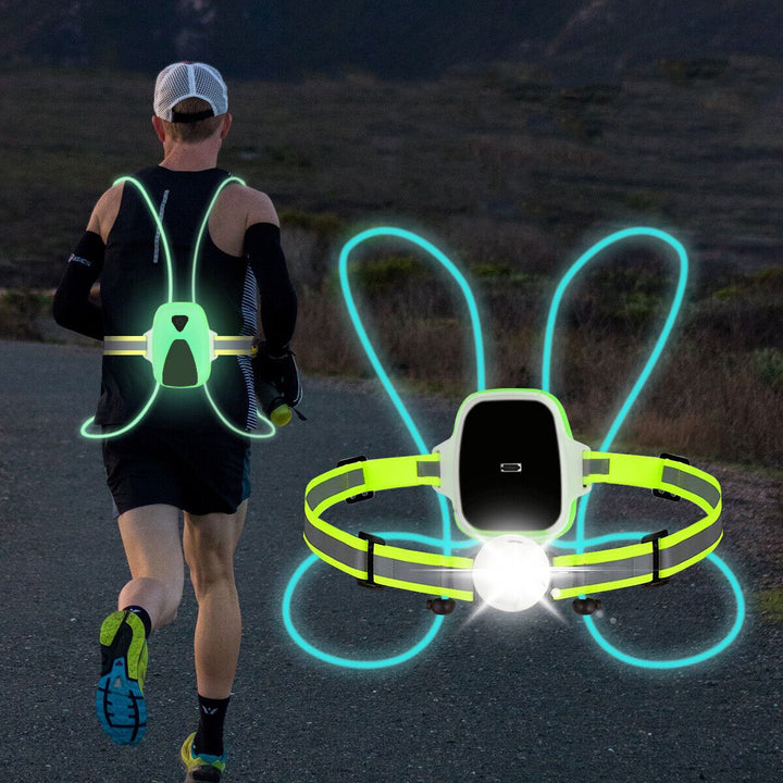 Unisex LED reflective running vest with high visibility for night running, cycling safety & outdoor activities.