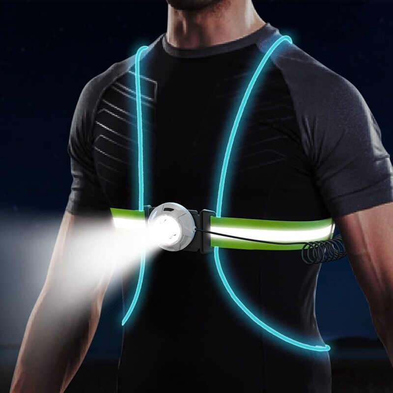 Bright USB rechargeable LED reflective safety vest, ensuring superior visibility for night runners & cyclists.