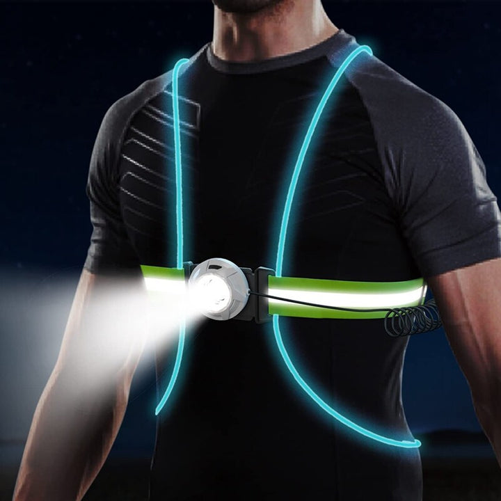 Bright USB rechargeable LED reflective safety vest, ensuring superior visibility for night runners & cyclists.