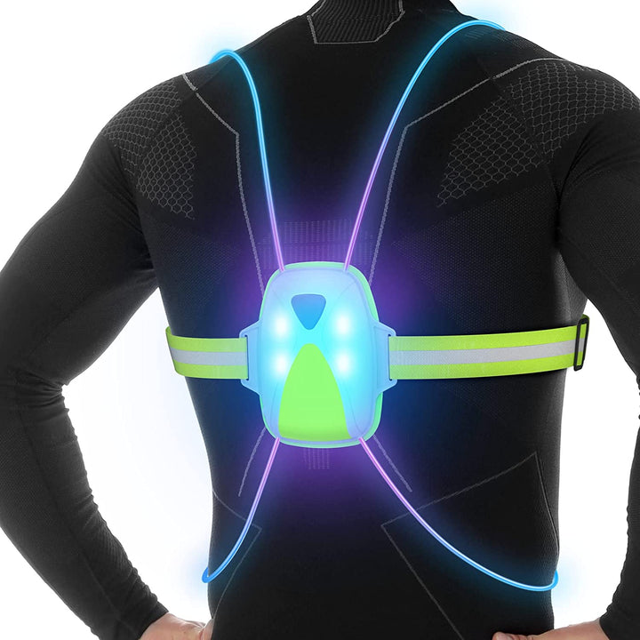 Enhanced night safety LED vest for running, cycling, & outdoor activities; water-resistant reflective gear.