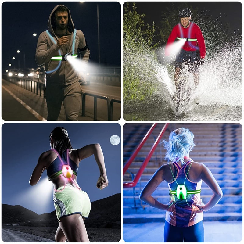 Essential visibility gear: Unisex LED reflective safety vest for all night outdoor activities, runs, & rides.