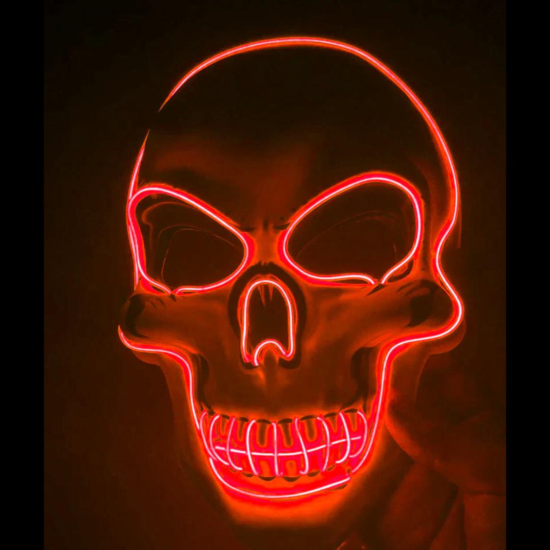 Unisex LED skeleton mask, a vivid glow-in-the-dark accessory for any scary Halloween costume.