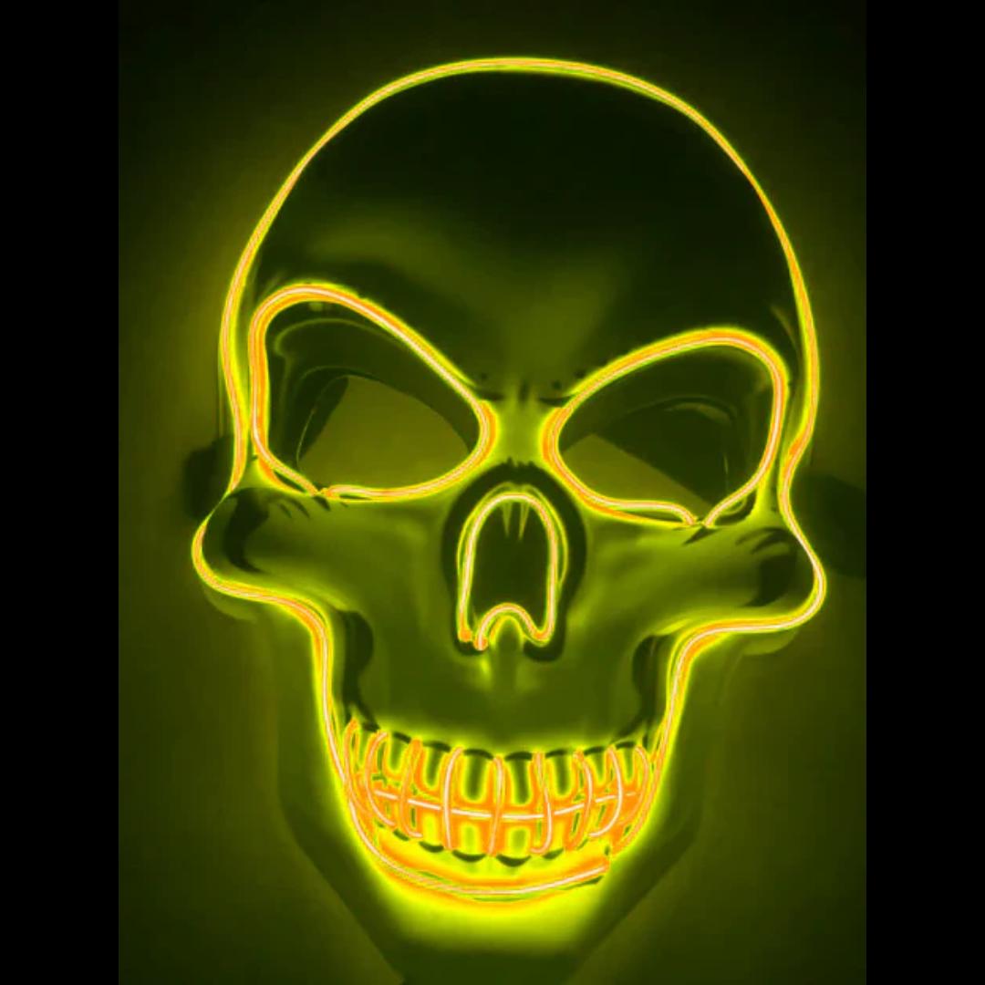 Fun unisex LED skeleton mask, a glowing costume accessory to light up your next Halloween party.