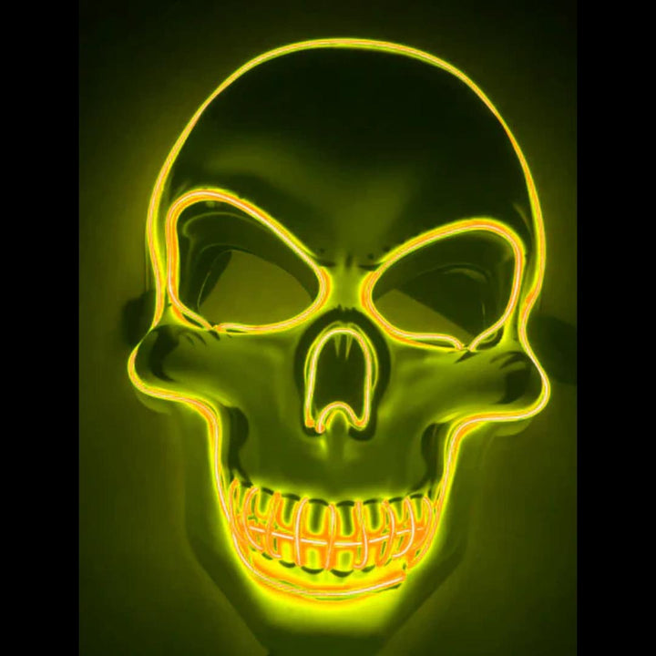 Fun unisex LED skeleton mask, a glowing costume accessory to light up your next Halloween party.