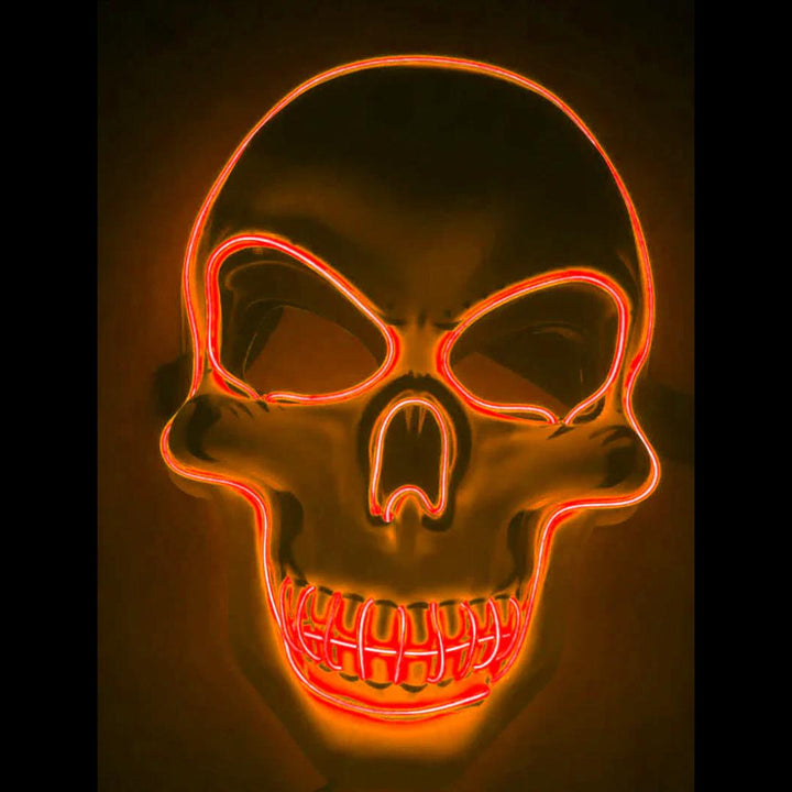 Spooky glowing LED skeleton mask, a must-have unisex accessory for an electrifying Halloween costume.