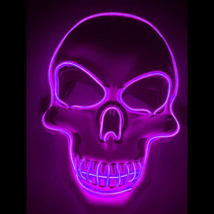 Dramatic unisex LED skeleton mask with a bright glow, perfect for creating a memorable party effect.