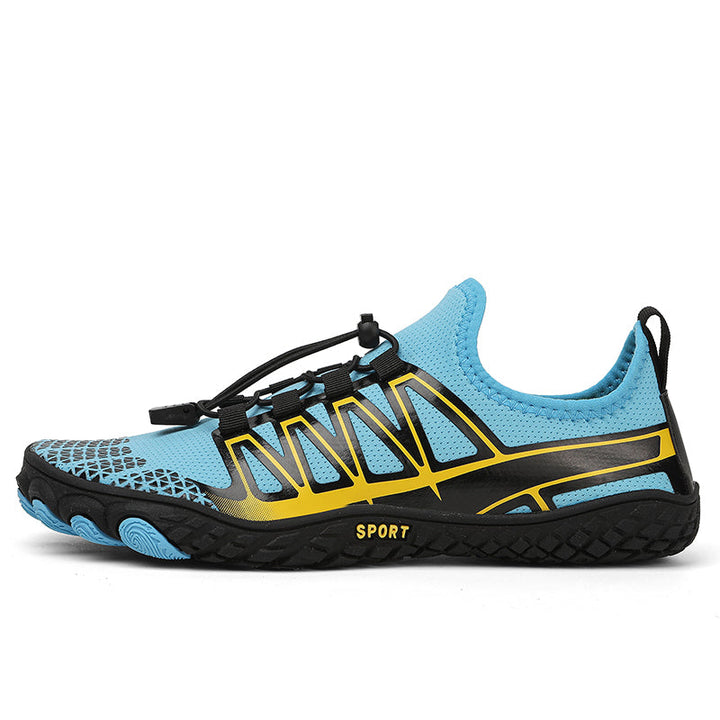 Side profile: Unisex minimalist barefoot running shoes, lightweight & flexible for athletes.