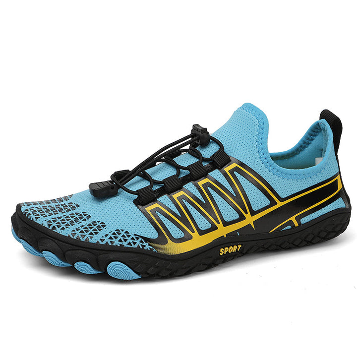 Close-up of flexible sole on unisex barefoot running shoes for natural movement.