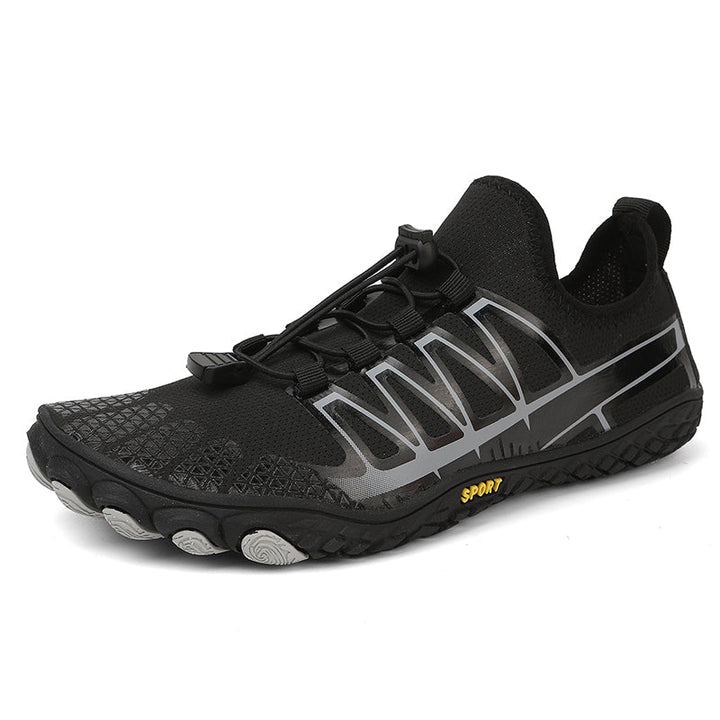 Barefoot running shoes: Unisex, lightweight, flexible sole, promoting natural foot mechanics.