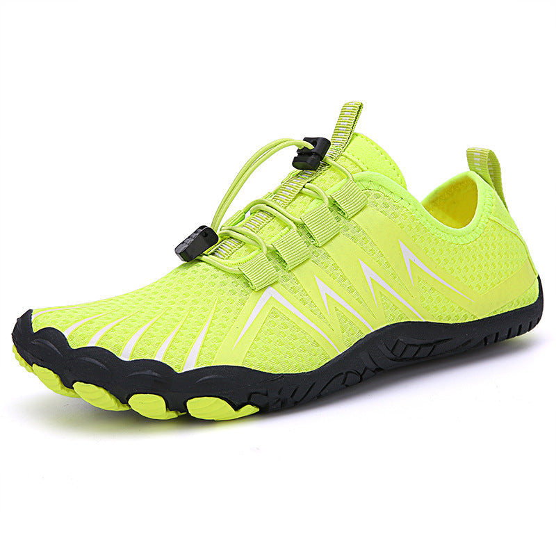 Minimalist walking shoes with wide toe box; lightweight, flexible, unisex for comfort.
