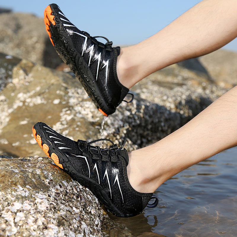 Outdoor minimalist footwear, lightweight & breathable, offering natural movement.