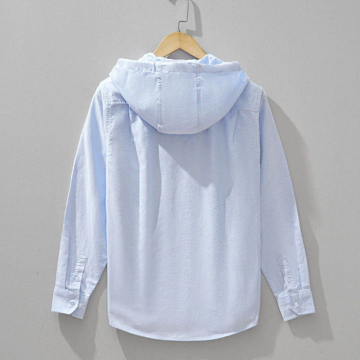 Light blue unisex lightweight hoodie, breathable fabric for summer comfort & casual style. Perfect spring apparel.