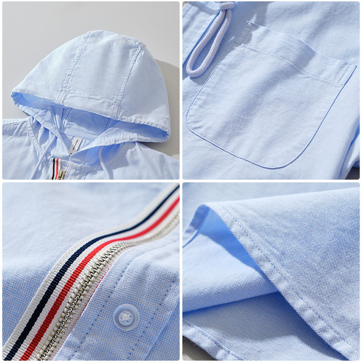 Breathable unisex zip-up hoodie shirt, perfect for active or relaxed summer style.