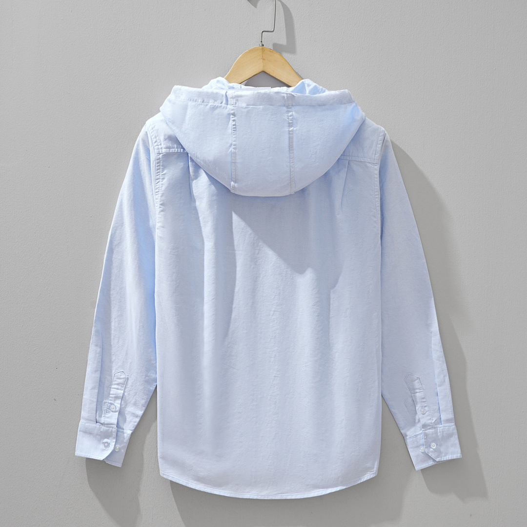 Zip-up lightweight unisex hoodie shirt, ideal for casual layering and comfort.