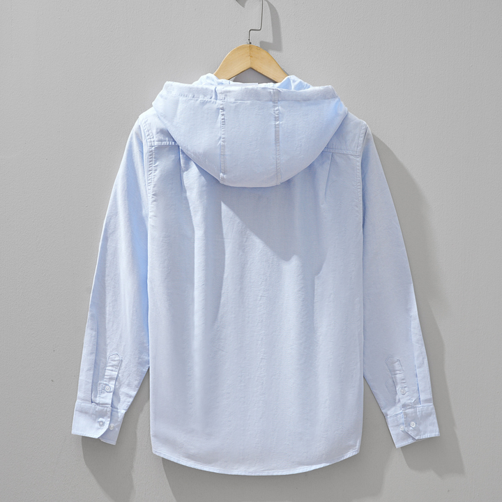 Zip-up lightweight unisex hoodie shirt, ideal for casual layering and comfort.
