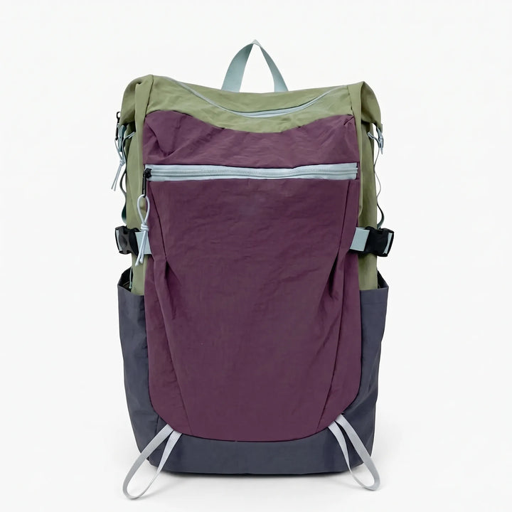 Compact lightweight travel daypack, great as a weekend bag or for short hikes; durable nylon material.