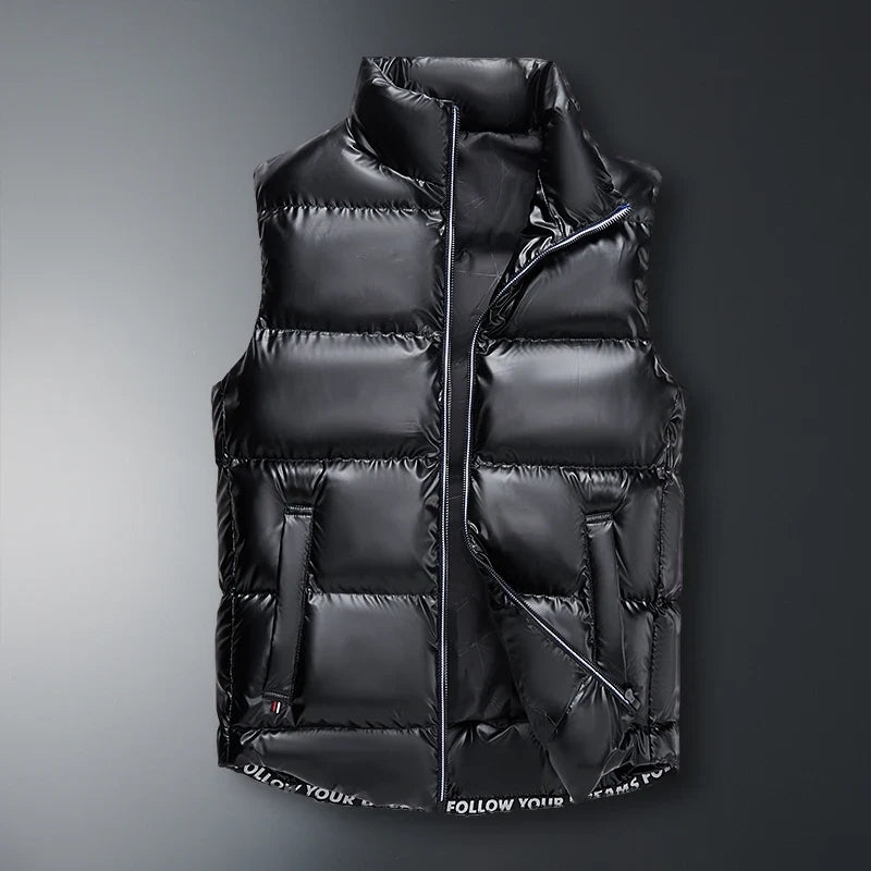 Premium unisex down puffer vest. Lightweight and warm, offering excellent insulation for winter outerwear.
