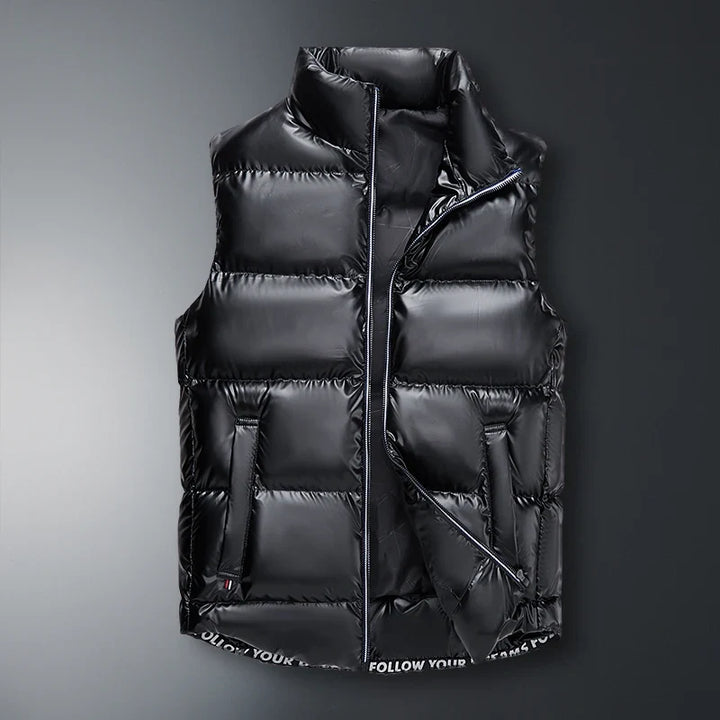 Premium unisex down puffer vest. Lightweight and warm, offering excellent insulation for winter outerwear.