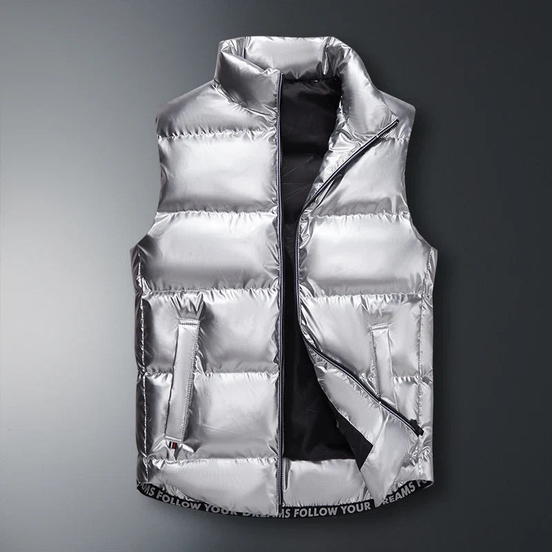 Insulated lightweight puffer vest. Unisex design, filled with down for maximum winter warmth & outdoor comfort.