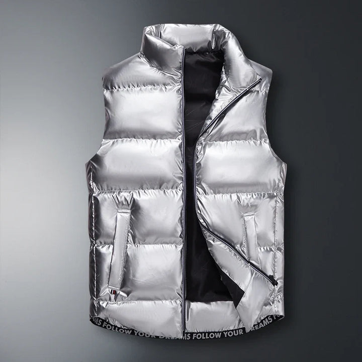 Insulated lightweight puffer vest. Unisex design, filled with down for maximum winter warmth & outdoor comfort.