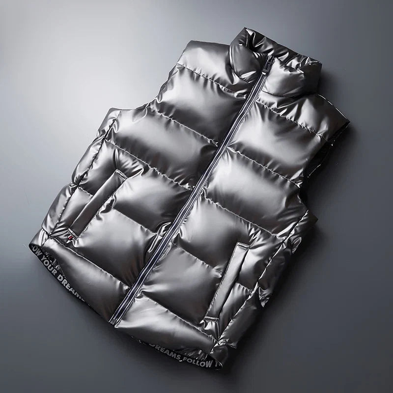 Versatile unisex down vest, perfect for cold weather. Lightweight puffer style, ideal for winter layering.