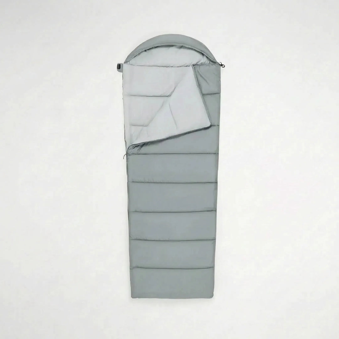 Full length unisex lightweight envelope sleeping bag. Simple, functional design for camping and travel adventures.
