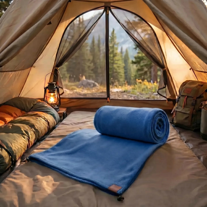 Unisex lightweight fleece sleeping bag for camping, hiking, & travel. Cozy & portable roll-up design.