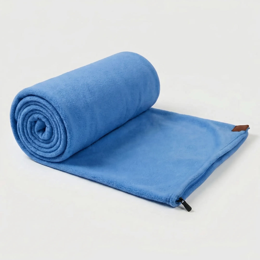 Roll-up fleece sleeping bag, lightweight & portable for campers. Ideal for hiking and outdoor adventures.