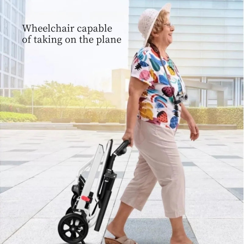 Aeris lightweight wheelchair, compact and foldable for convenient storage and transport, mobility aid.