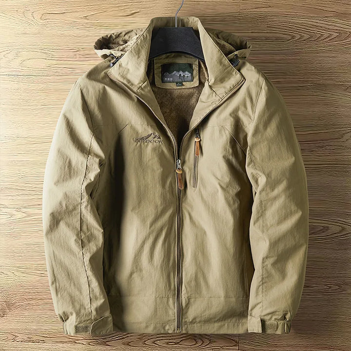 Comfortable unisex travel jacket. Lightweight, windproof, rainproof hooded outerwear for hiking, camping & activewear.