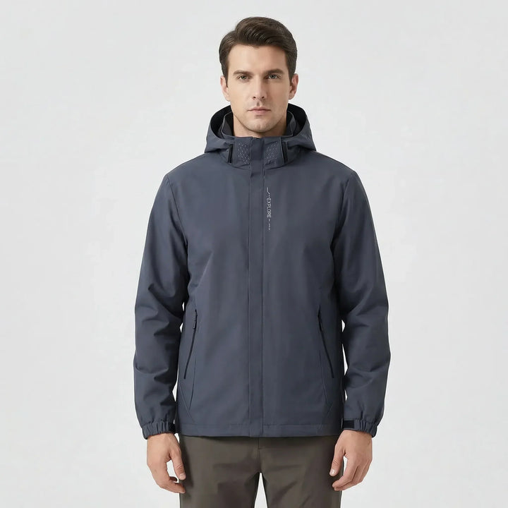 Packable unisex lightweight rain jacket with hood, ideal travel jacket & windbreaker for outdoor hiking.