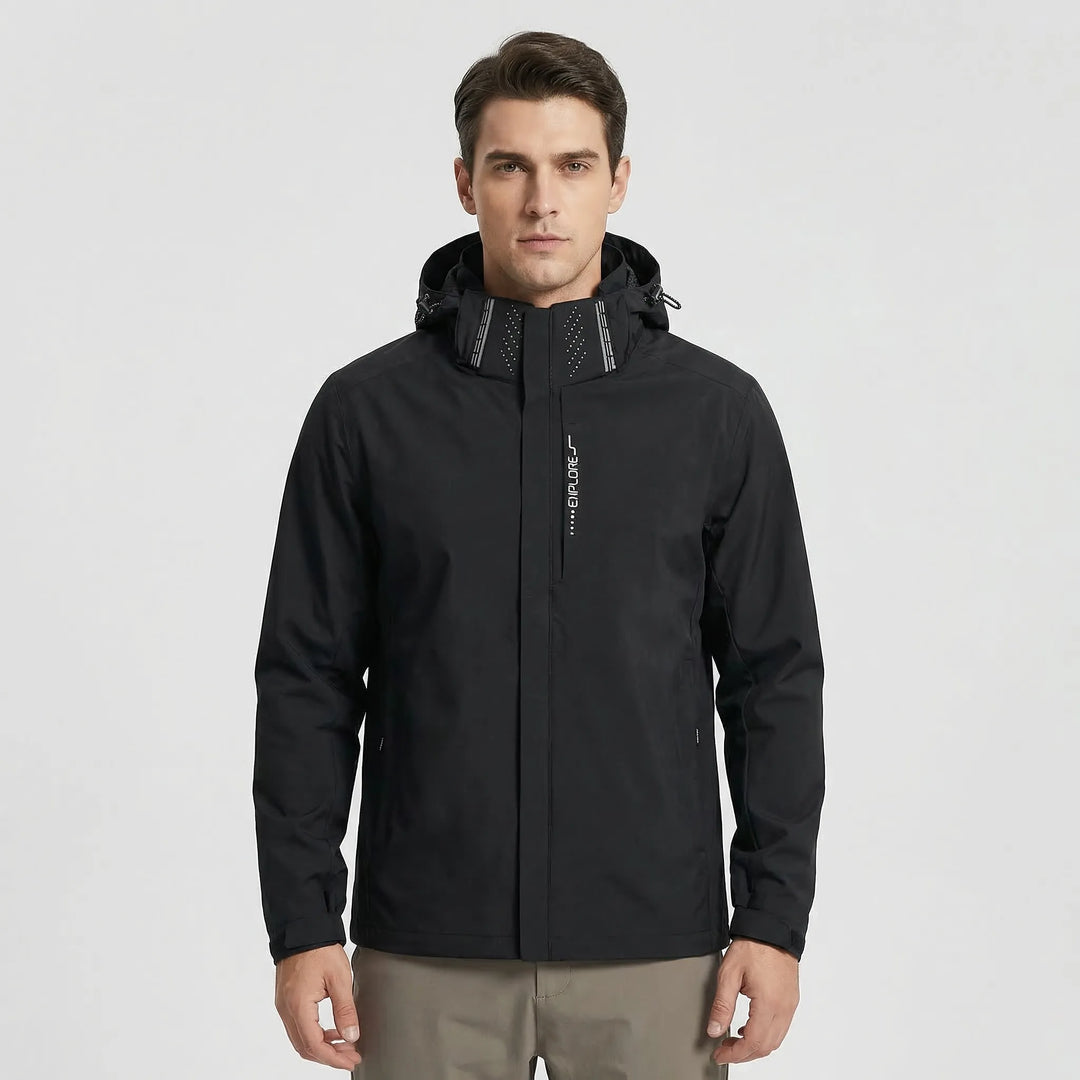 Lightweight & waterproof hooded rain jacket, essential activewear for hiking and outdoor activities.