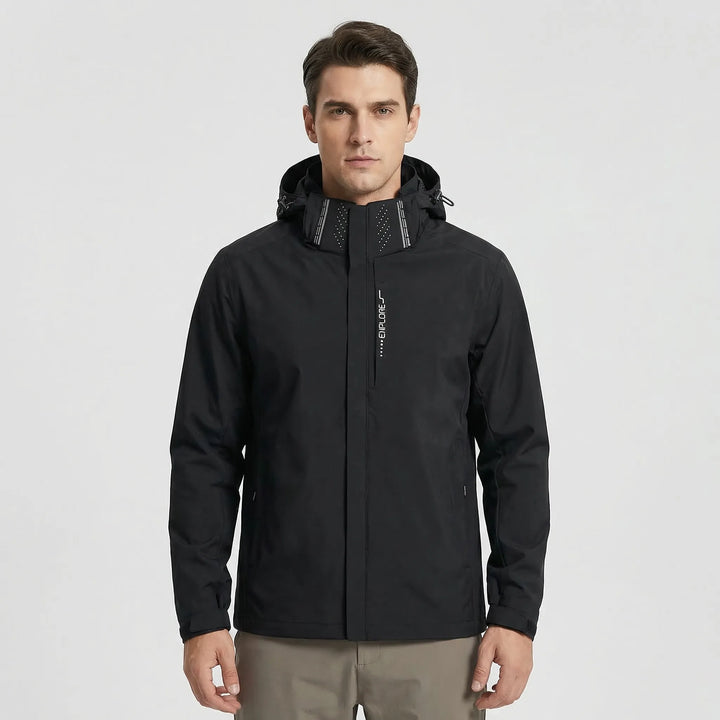 Lightweight & waterproof hooded rain jacket, essential activewear for hiking and outdoor activities.