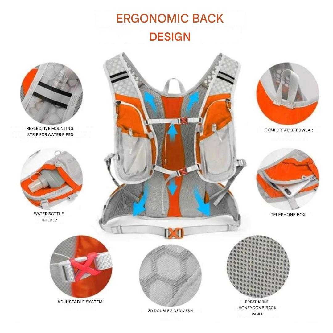 Outdoor adventure hydration pack. Lightweight, waterproof, perfect for trail running & hiking.