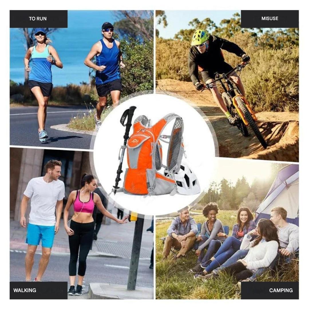 Hiking hydration backpack, waterproof & lightweight. Essential gear for outdoor sports & running.