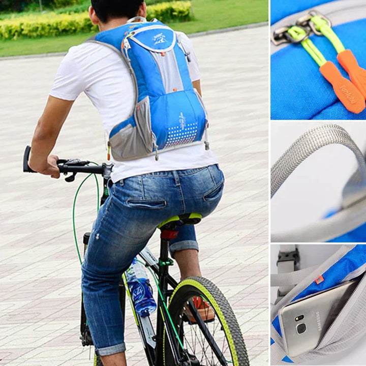 Hydration backpack for cycling & running. Unisex, lightweight, and waterproof outdoor gear.