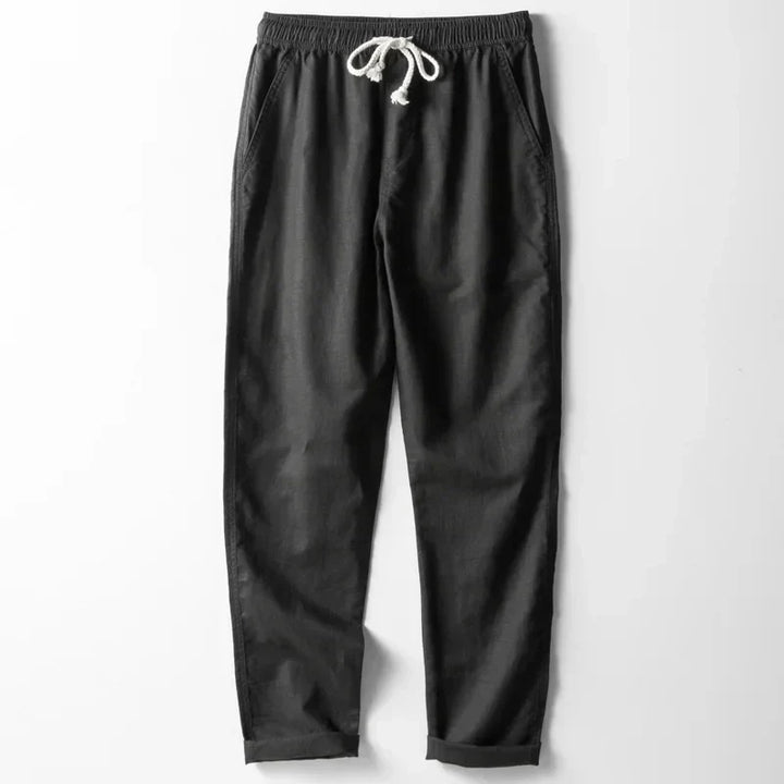 Premium linen trousers, unisex & lightweight, providing breathable comfort for hot summer days.