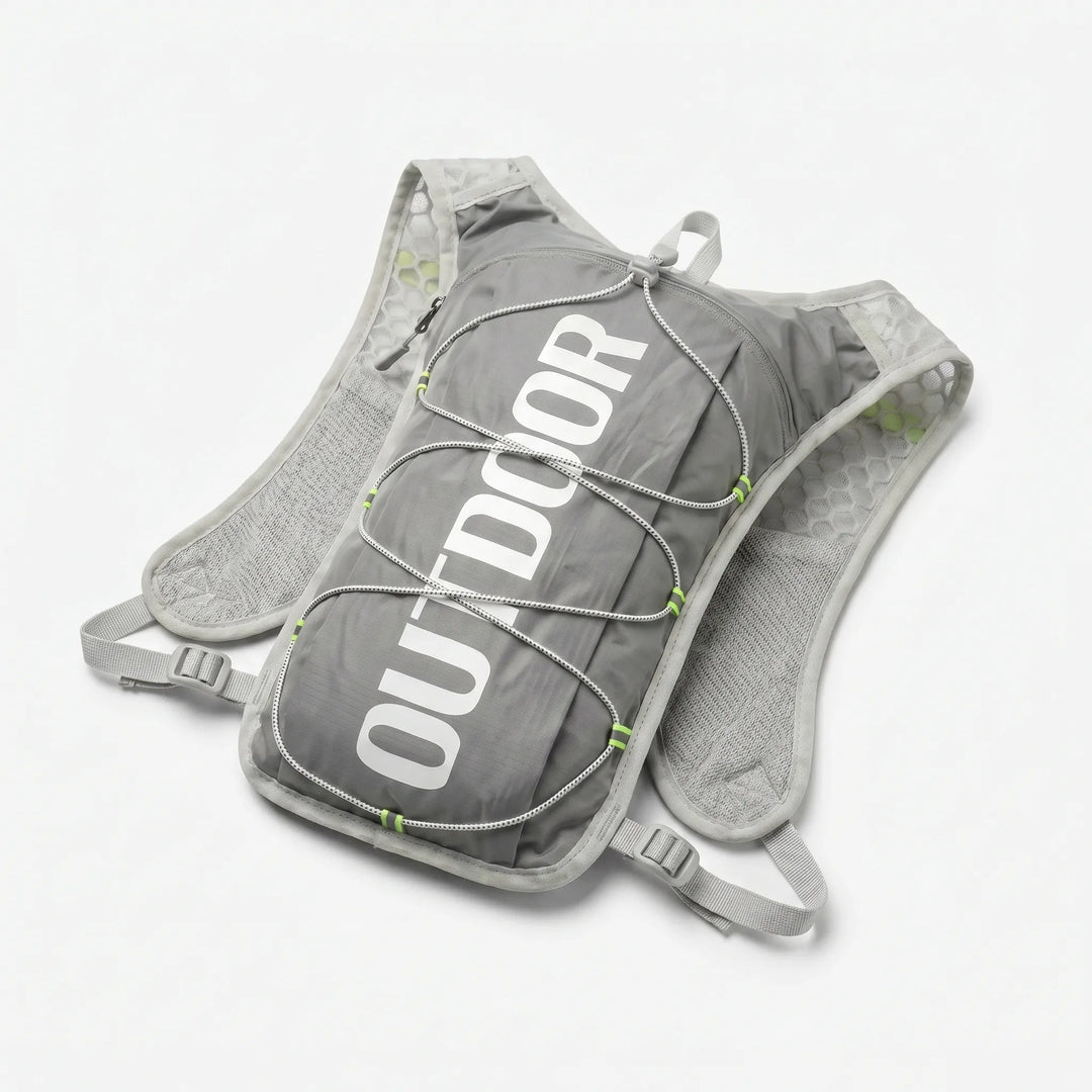 Ergonomic unisex water carrier vest, essential activewear for running, sports & outdoor adventure.