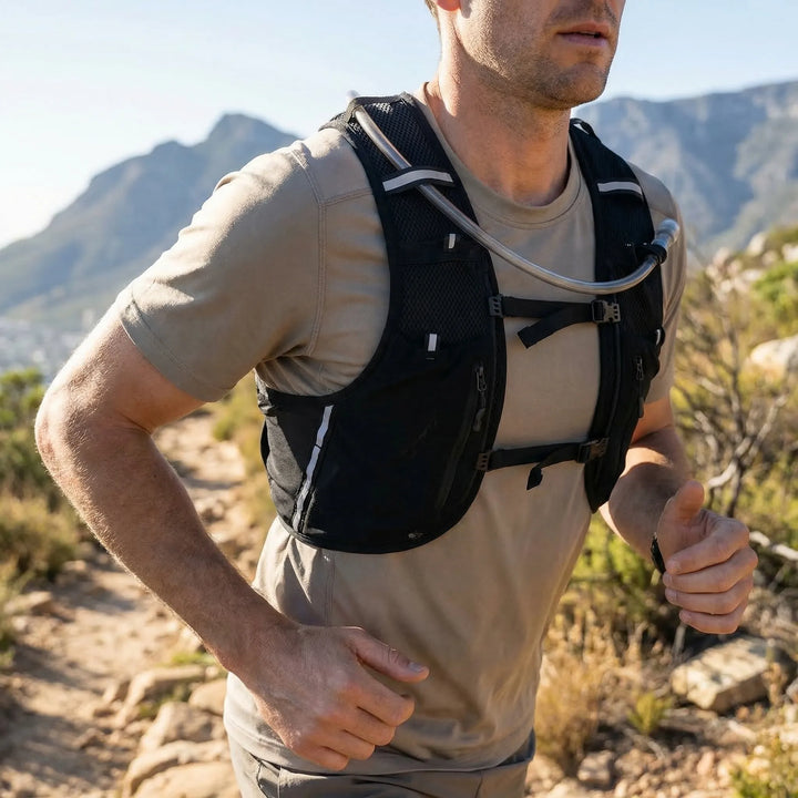 Unisex lightweight running hydration vest with 68 fl oz bladder, ideal for trail running, marathons & hiking.