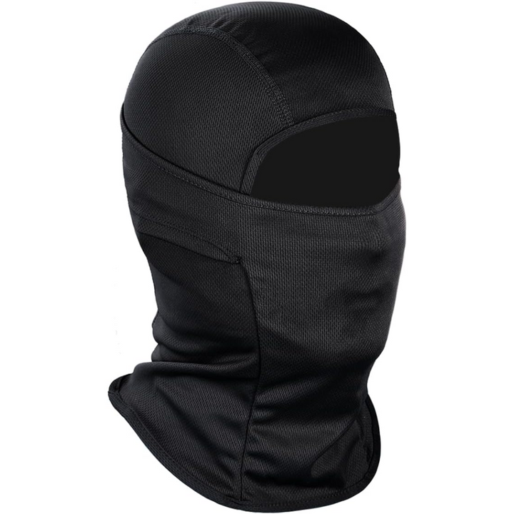 Front view of a unisex balaclava, emphasizing comfort and UV protection for alpine adventures