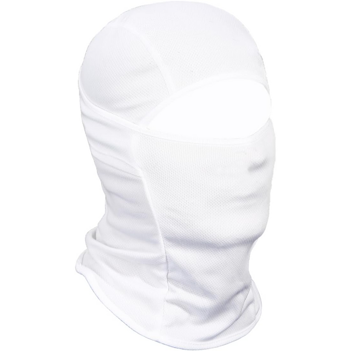 Close-up of a black AlpineShield ski mask for UV protection, ideal for motorcycle & outdoor gear