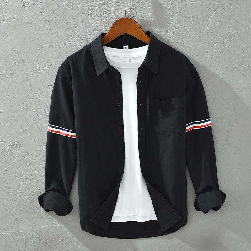 Lightweight black striped long sleeve shirt for men & women. Ideal comfortable casual everyday wear.