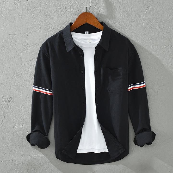 Lightweight black striped long sleeve shirt for men & women. Ideal comfortable casual everyday wear.