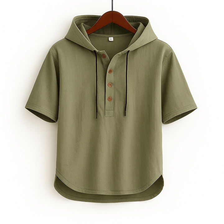 Casual comfort-fit summer hoodie for men & women, a versatile lightweight layering piece for relaxed everyday style.