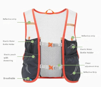 Breathable lightweight unisex trail running vest ensures hydration & comfort during intense outdoor fitness.