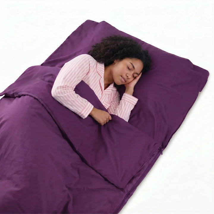 Soft, breathable travel sleeping bag liner, ideal for comfortable camping and hostel accommodation. Lightweight fabric.