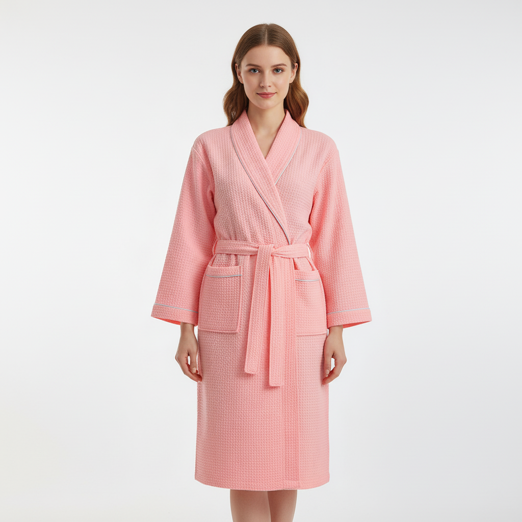 Comfortable unisex waffle bathrobe, ideal for casual wear or after bath relaxation