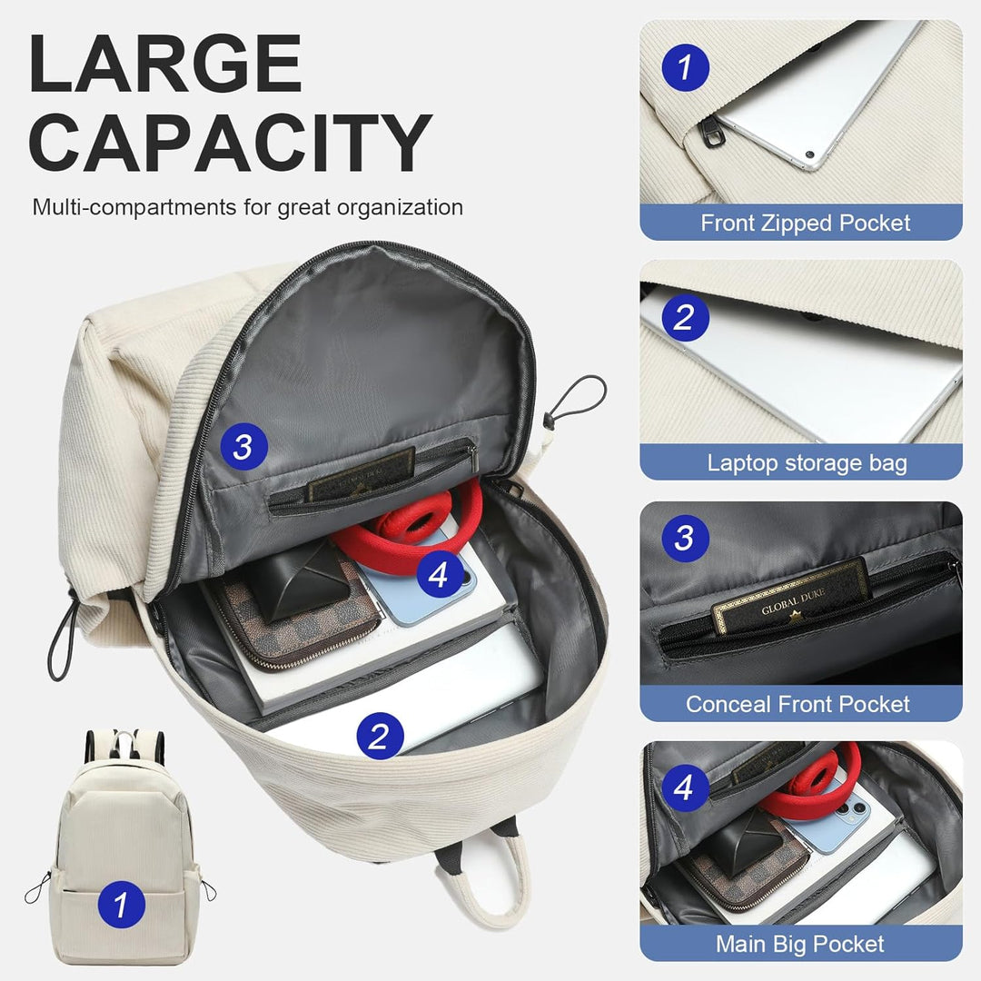 Organized commuter laptop backpack, water-resistant and secure for daily carry.