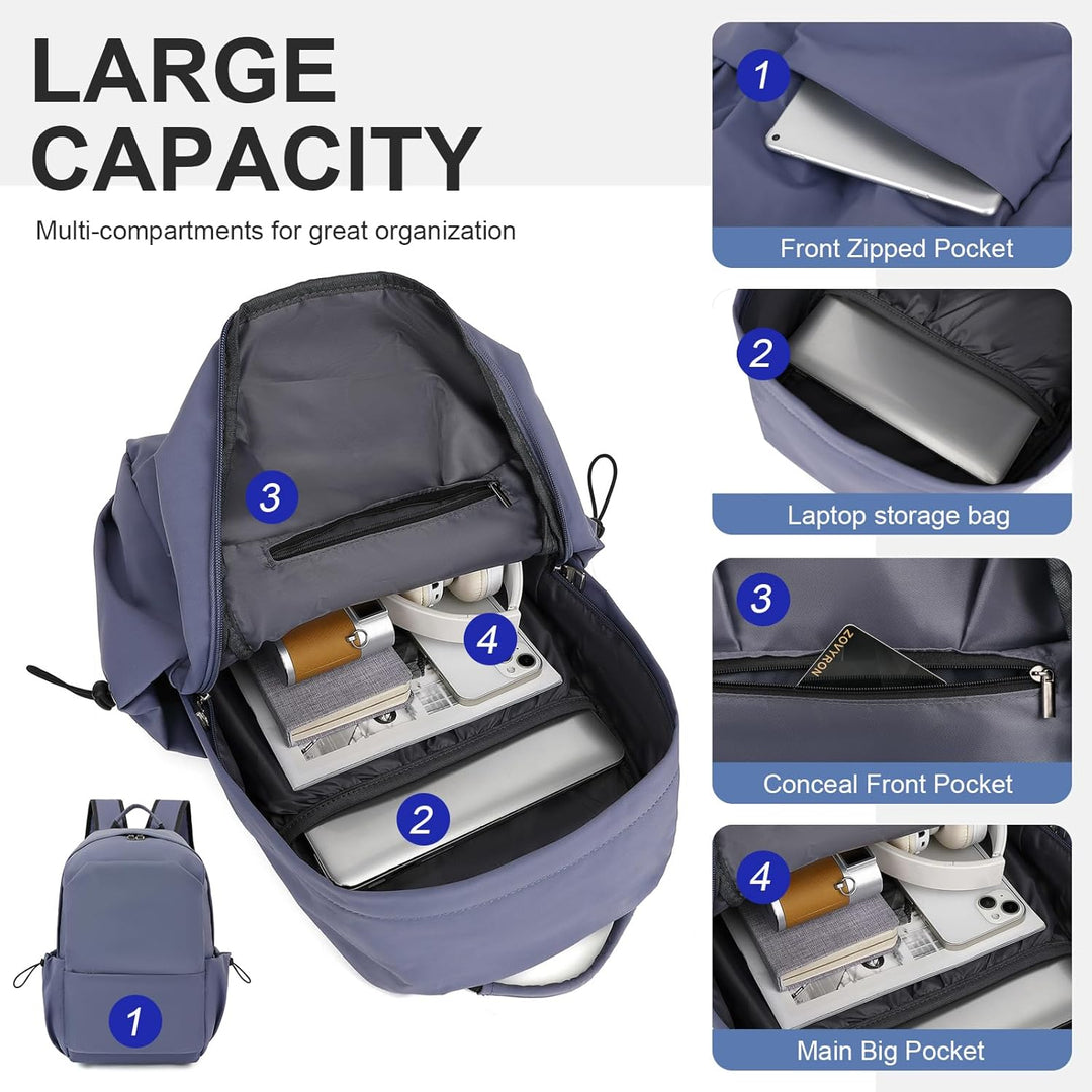 Lightweight laptop backpack, water-resistant for all weather and daily protection.